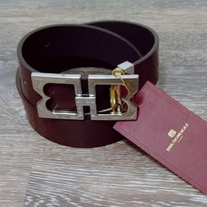 Bruno Magli Men's Leather Double "B" Buckle Belt Brown/Navy
